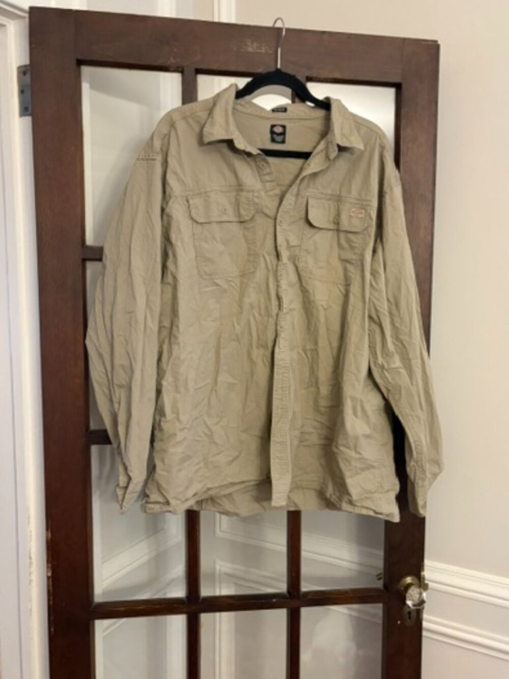 Dickies Tan Button-Down Shirt, Size XL
